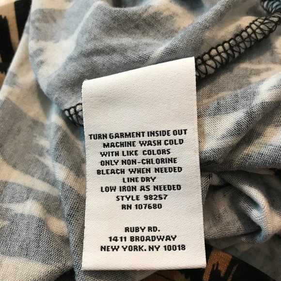 Ruby Rd. Black and Brown Asymmetrical Animal Print Tunic, Size 1X - Picture 5 of 5